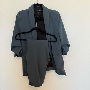 Fashion Nova Slate Blue Blazer and Pants Set Size Small